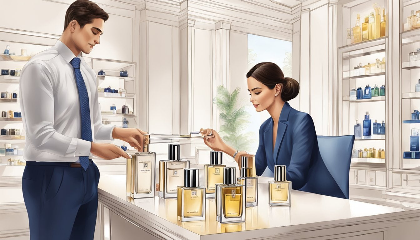 Melhor Perfume Carolina Herrera Masculino em 2024 17 A customer receiving assistance with Carolina Herrera perfume